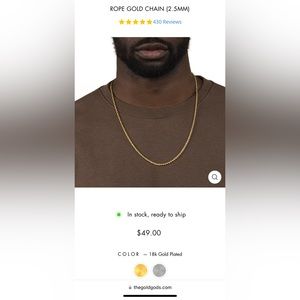 The Gold Gods 18k gold plated 2.5mm 26” rope necklace